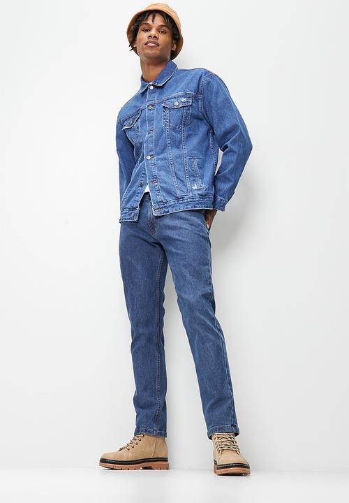 STYLE REPUBLIC - Denim trucker jacket with rips - mid blue