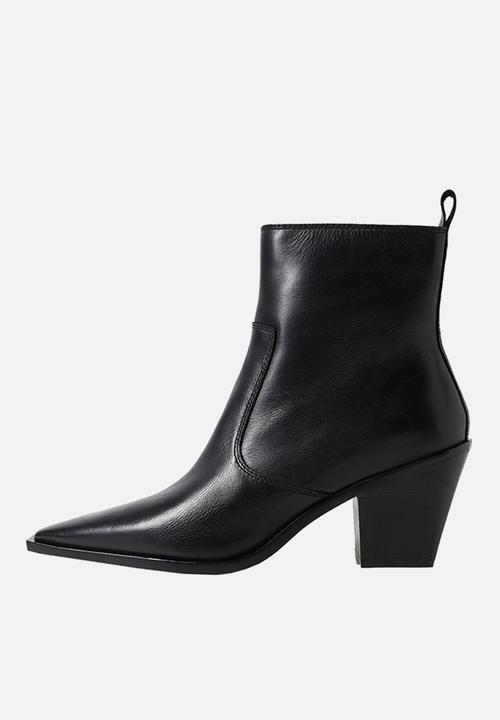 MANGO - Rodeo leather ankle boot - black