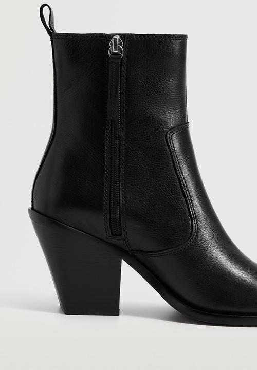 MANGO - Rodeo leather ankle boot - black