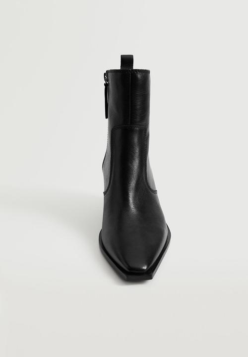 MANGO - Rodeo leather ankle boot - black