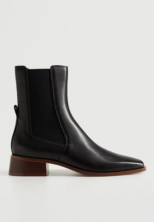 MANGO - Chel leather ankle boot - black
