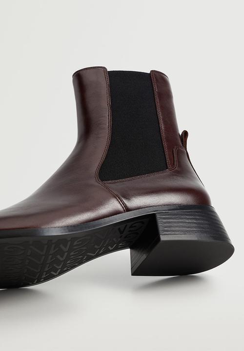 MANGO - Chel1 leather ankle boot - dark red