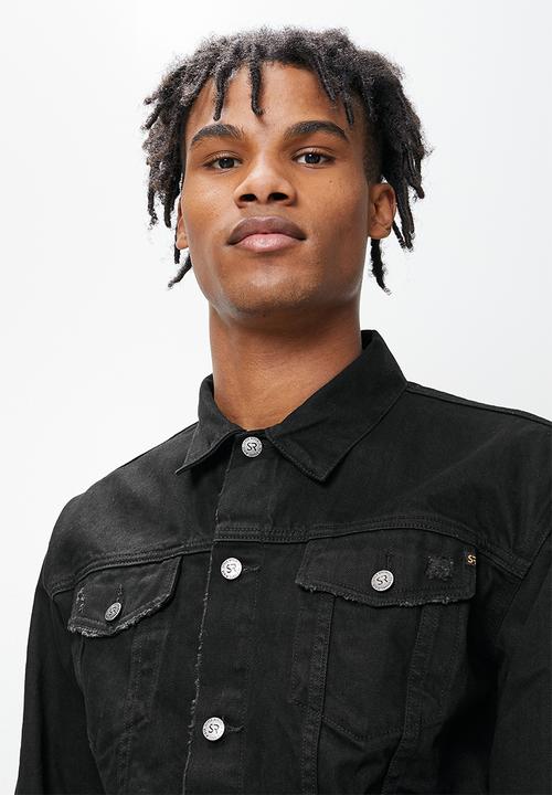 STYLE REPUBLIC - Denim trucker jacket with rips - washed black