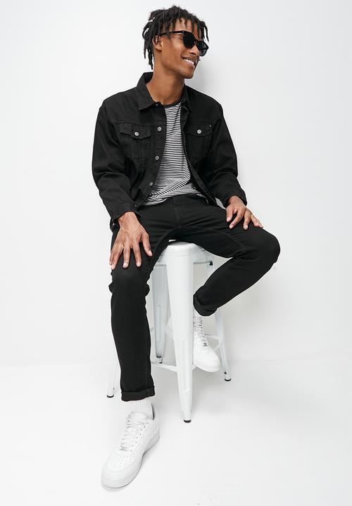 STYLE REPUBLIC - Denim trucker jacket with rips - washed black