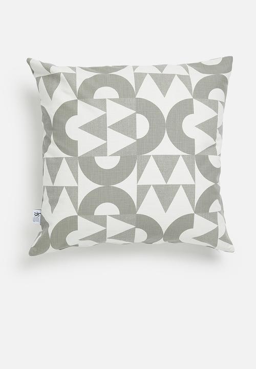 Sixth Floor - Jigsaw printed cushion cover - natural & grey