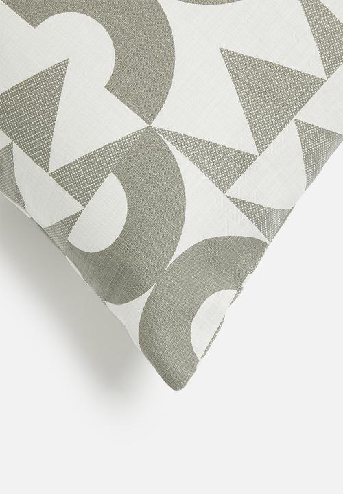 Sixth Floor - Jigsaw printed cushion cover - natural & grey
