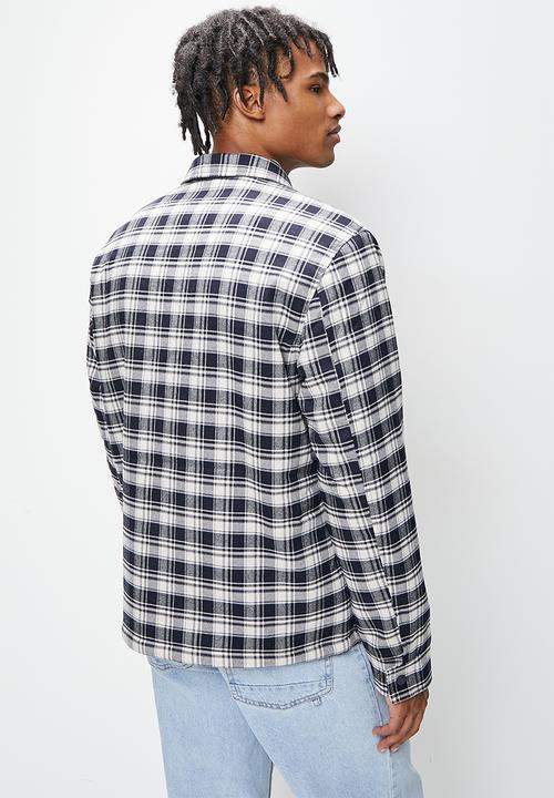 STYLE REPUBLIC - Check sherpa lined utility jacket - navy & white 