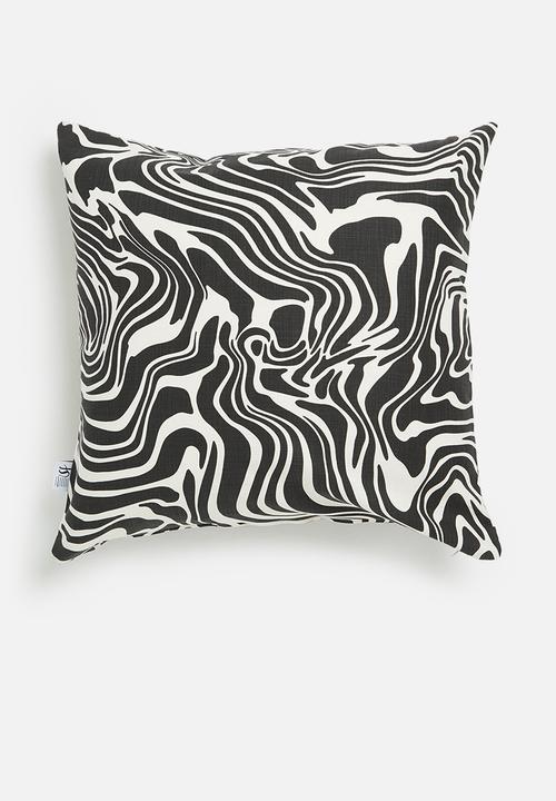 Sixth Floor - Organic curves printed cushion cover - black & white