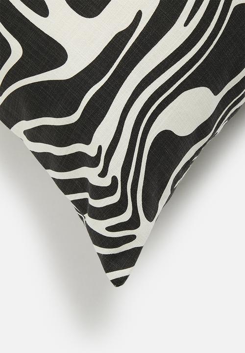 Sixth Floor - Organic curves printed cushion cover - black & white