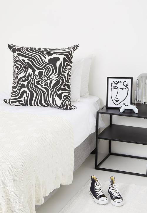 Sixth Floor - Organic curves printed cushion cover - black & white
