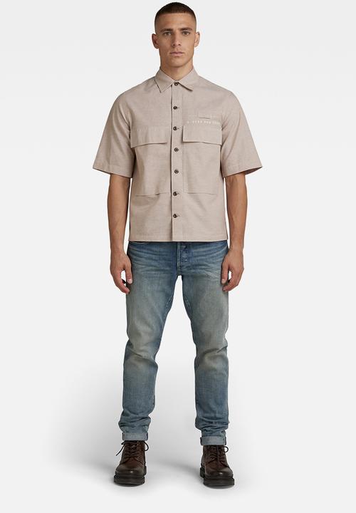 G-STAR - Pocketony service reg shirt s\s - westpoint khaki/white