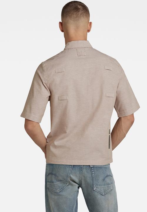 G-STAR - Pocketony service reg shirt s\s - westpoint khaki/white