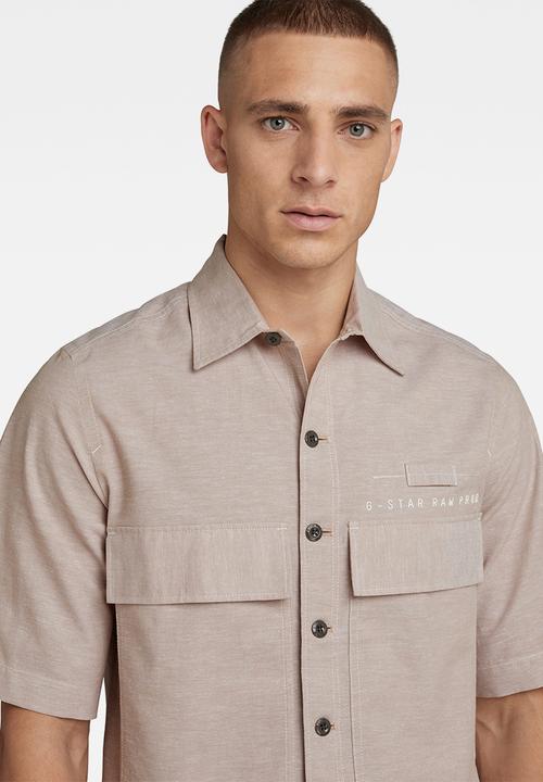 G-STAR - Pocketony service reg shirt s\s - westpoint khaki/white