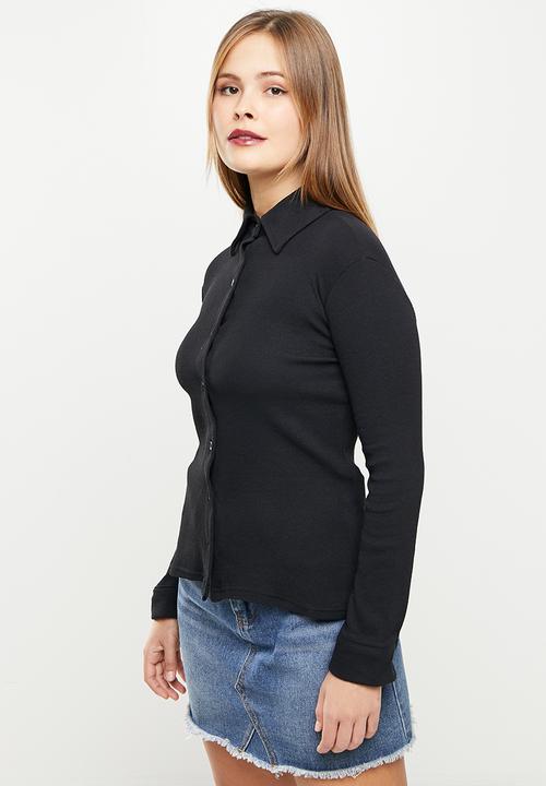 Trendyol - Basic knitted shirt - black
