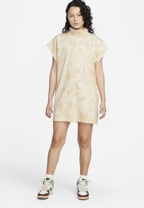 Nike - W nsw wash jersey dress - sanddrift / white