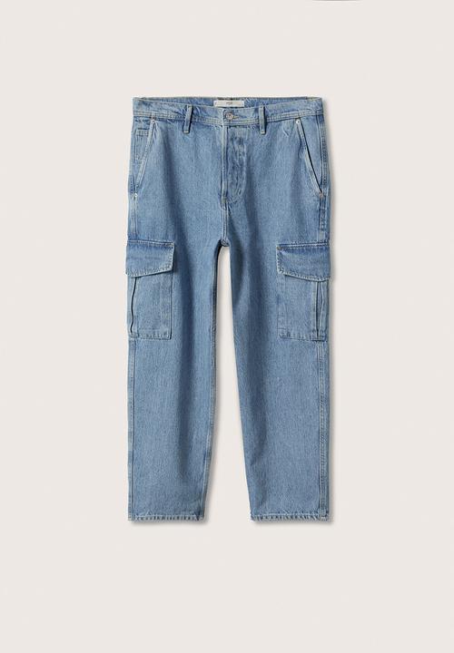 MANGO - Egeo Loose Cargo Jeans  - Open Blue