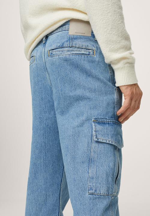 MANGO - Egeo Loose Cargo Jeans  - Open Blue
