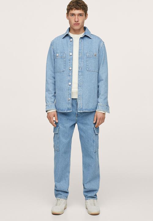 MANGO - Egeo Loose Cargo Jeans  - Open Blue