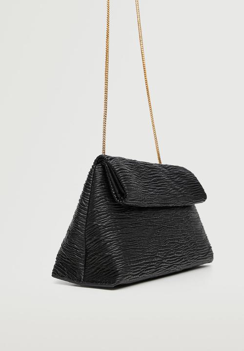 MANGO - Texture cross-body bag - black