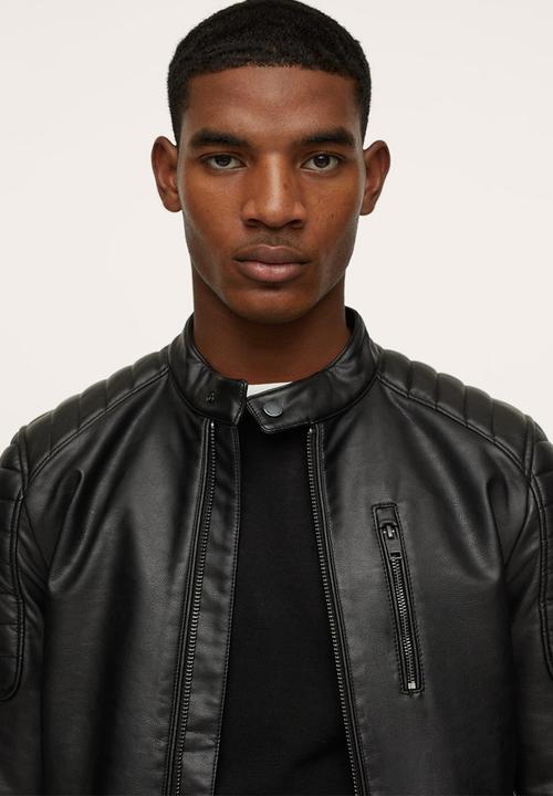 MANGO - Joseno Faux-Leather Biker Jacket  - Black