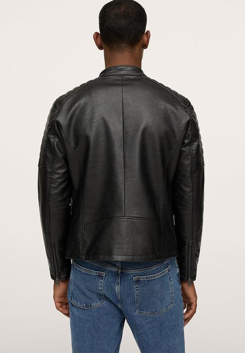 MANGO - Joseno Faux-Leather Biker Jacket  - Black