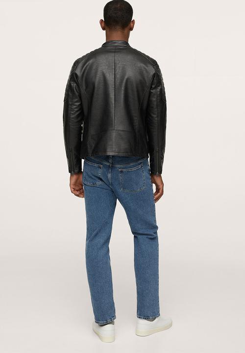 MANGO - Joseno Faux-Leather Biker Jacket  - Black