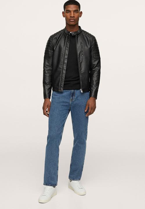 MANGO - Joseno Faux-Leather Biker Jacket  - Black