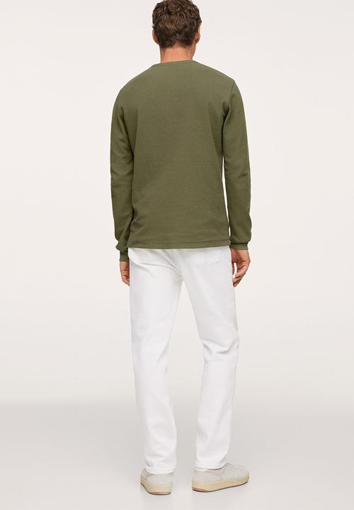 MANGO - Oliver Henley collar long-sleeved t-shirt - Khaki