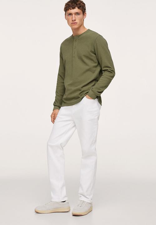 MANGO - Oliver Henley collar long-sleeved t-shirt - Khaki