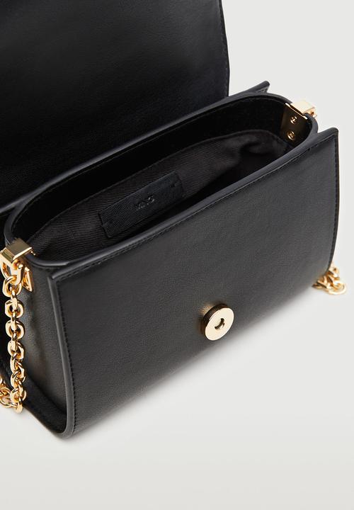 MANGO - Glossy baguette bag - black