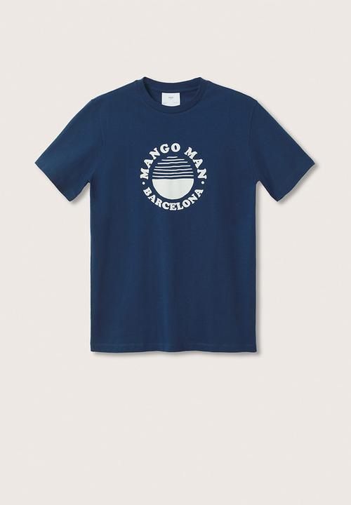 MANGO - Logo he cotton t-shirt  - navy