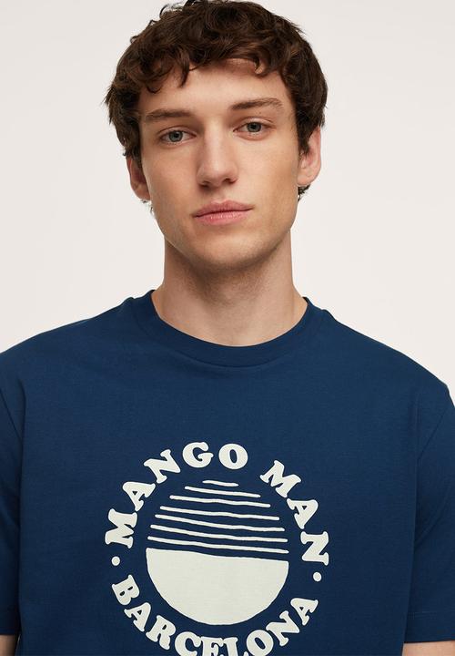 MANGO - Logo he cotton t-shirt  - navy