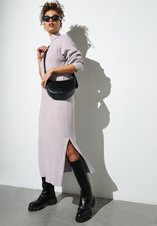 Superbalist - Organic cotton knitwear ribbed midi dress - lilac