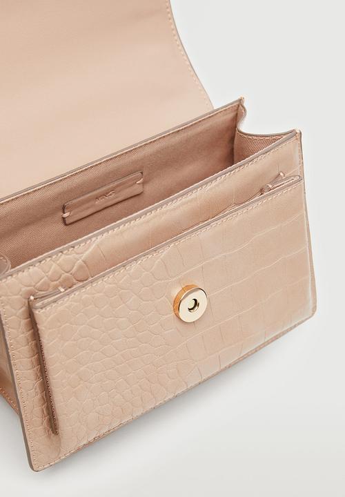MANGO - Croco crossbody bag - ecru
