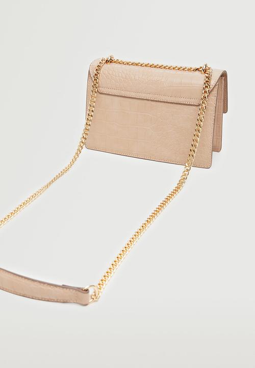 MANGO - Croco crossbody bag - ecru