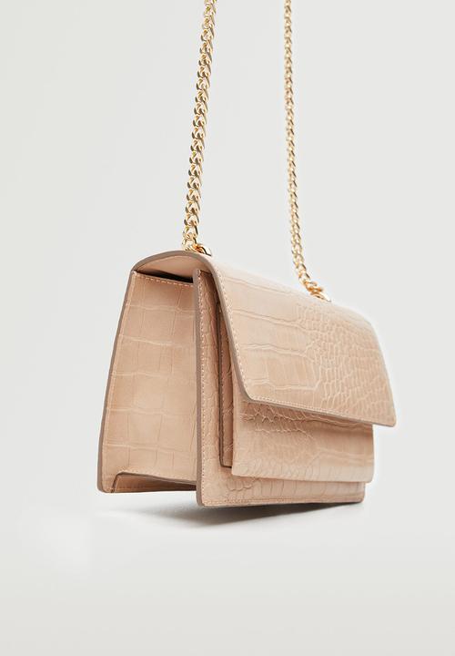 MANGO - Croco crossbody bag - ecru