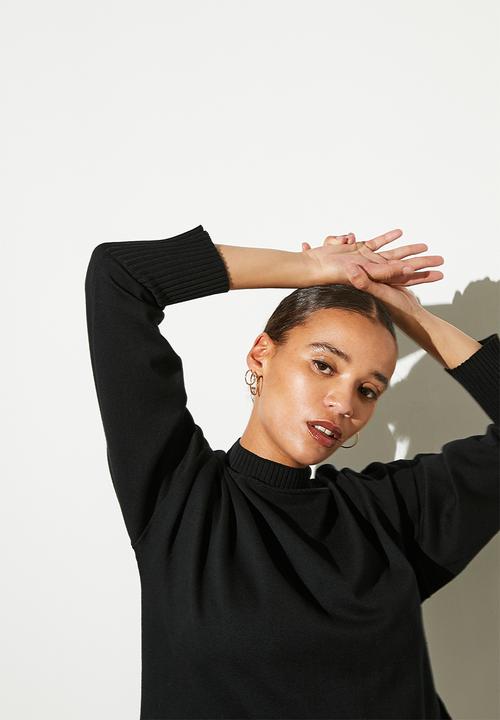 Superbalist - Organic cotton knitwear funnel neck tunic - black