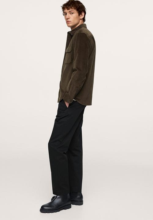 MANGO - Soller Elastic waist cotton Trousers- Black