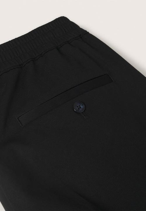MANGO - Soller Elastic waist cotton Trousers- Black