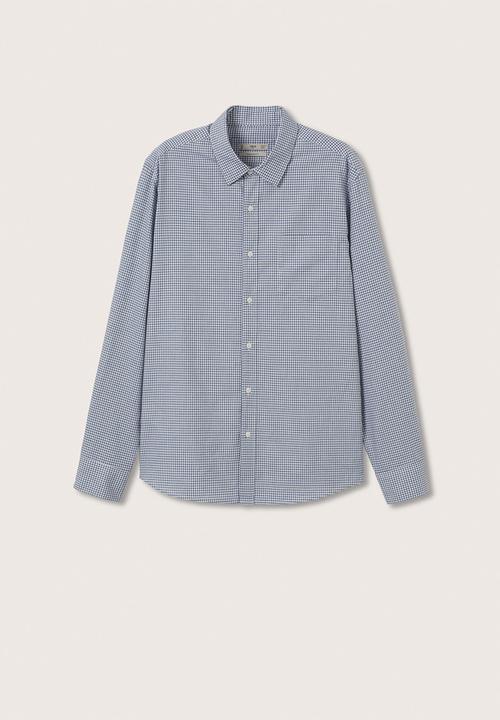 MANGO - Vichy Gingham check cotton Shirt - Mid Blue