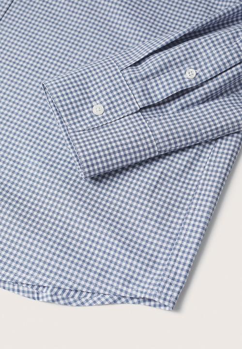 MANGO - Vichy Gingham check cotton Shirt - Mid Blue