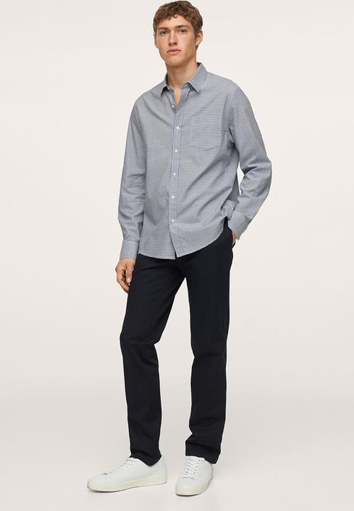 MANGO - Vichy Gingham check cotton Shirt - Mid Blue