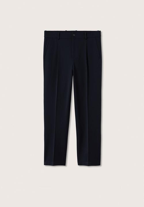 MANGO - Inca  Loose-fit pleated Trousers- Navy