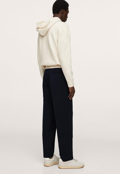 MANGO - Inca  Loose-fit pleated Trousers- Navy