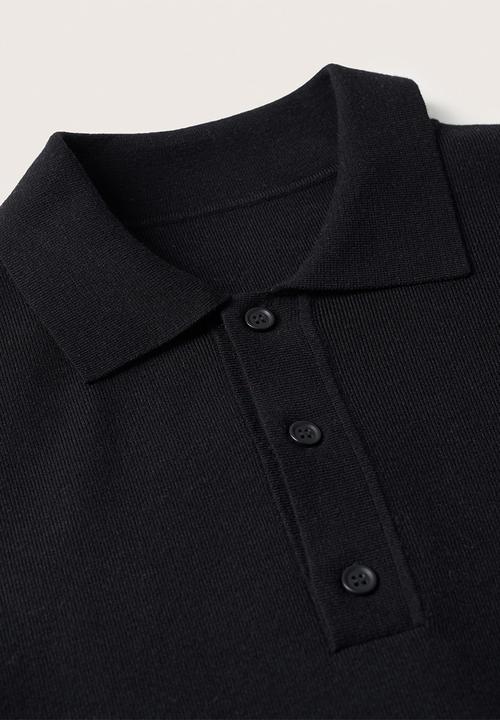 MANGO - Magnump Long-sleeve Knitted Polo Shirt - Black