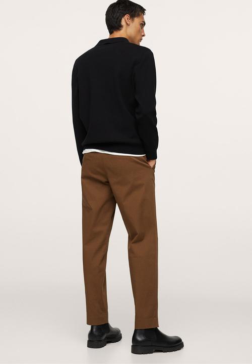 MANGO - Magnump Long-sleeve Knitted Polo Shirt - Black