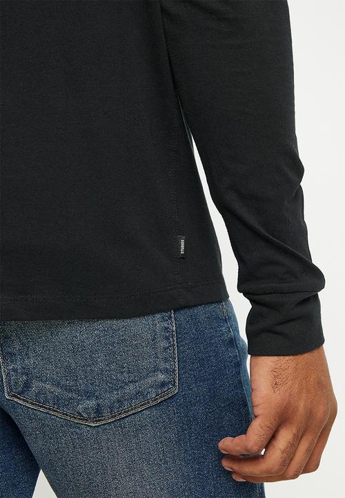 Superdry. - Lightweight essntial long sleeve henley - black