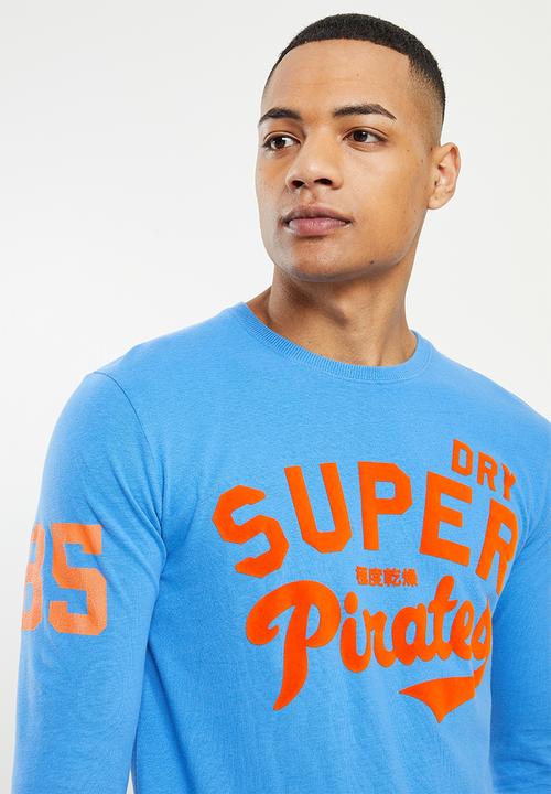 Superdry. - Collegiate graphic long sleeve top - blue