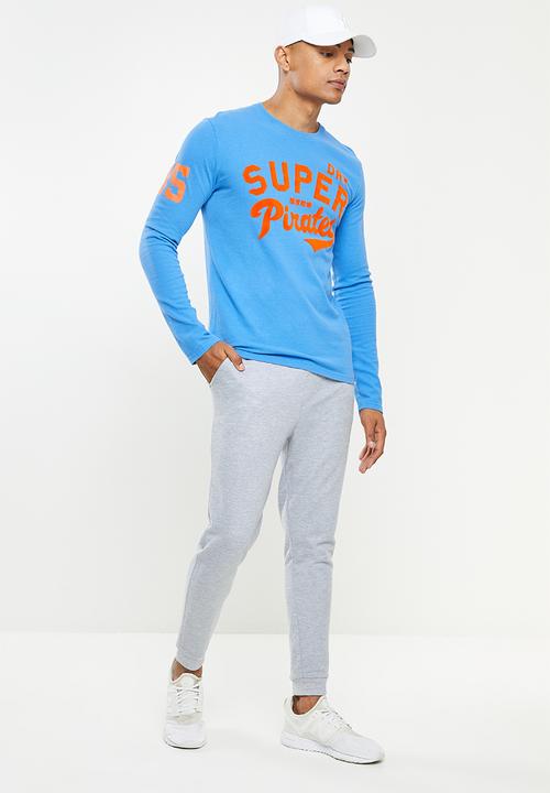 Superdry. - Collegiate graphic long sleeve top - blue