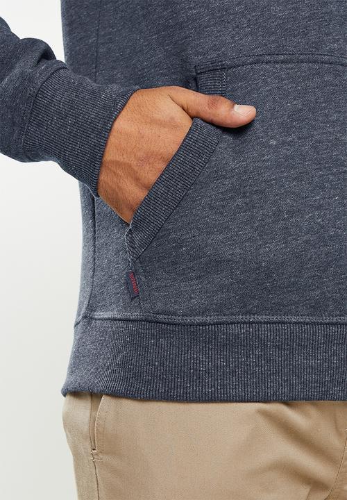 Superdry. - Vintage logo emb hood - vintage navy 